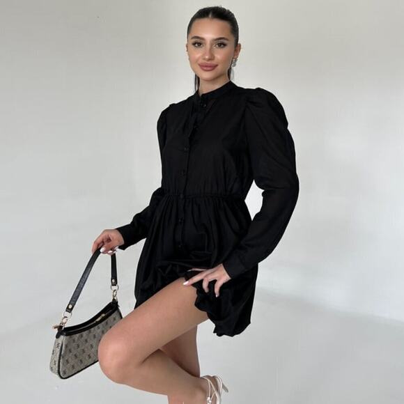 ZARA Cotton Balloon Sleeve Mini Dress 🖤✨ NWT - Picture 8 of 16